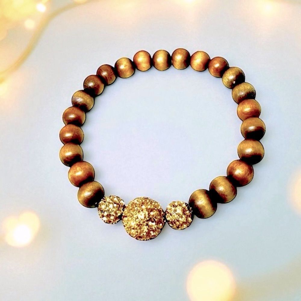 🔥 50% OFF | Stella & Dot Prosper Wooden Bead Stretch Bracelet Rhinestone NWT